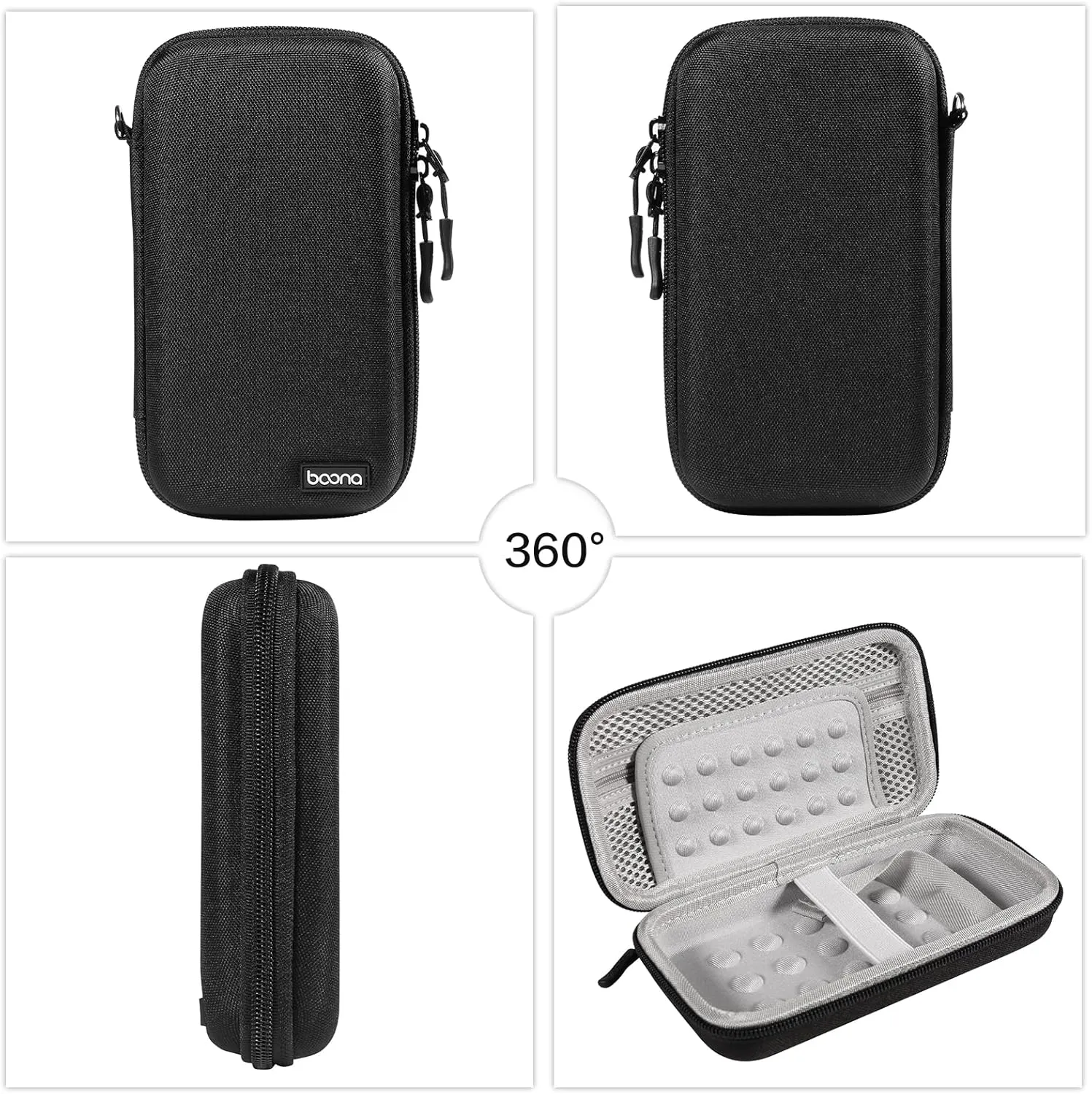 Diabetic Travel Case   Pill Box, EVA Hard Shell Diabetic Bags for Supplies, Glucose Monitor Kit, Blood Sugar Monitor, Test Strips for Diabetes, Lancets, Lancing Device, Insulin Pen (Large, B Black)