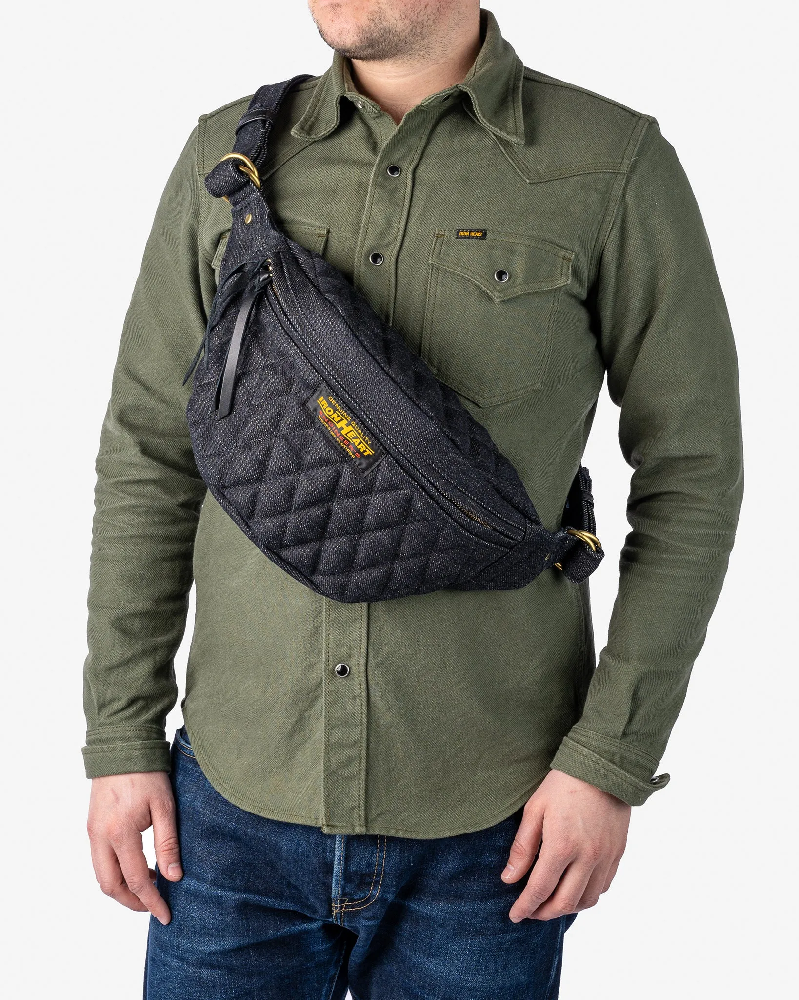 Diamond Stitched 25oz Selvedge Denim Waist Bag - Indigo