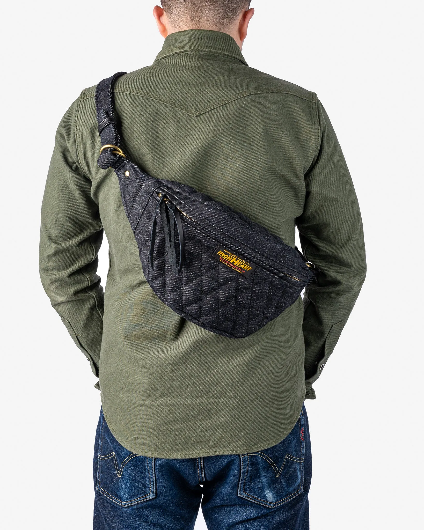 Diamond Stitched 25oz Selvedge Denim Waist Bag - Indigo