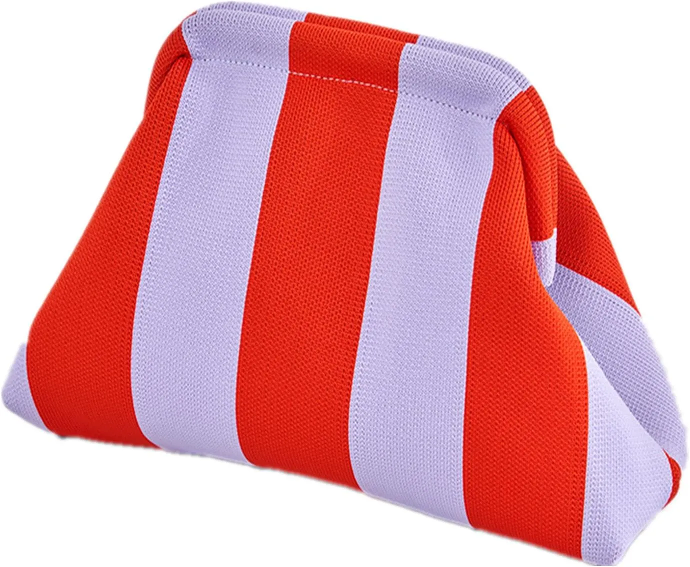 DIHKLCIO Clutch Purses for Women 2025 Summer Beach Woven Crochet Bag Dumpling Striped Ruched Cloud Purse Evening Handbag