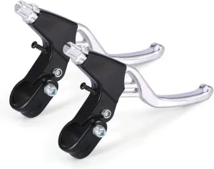 Dioche Brake Levers, Aluminium Mountain Cycling Brake Level Handles Lever Set(1 Pair)(Silver)