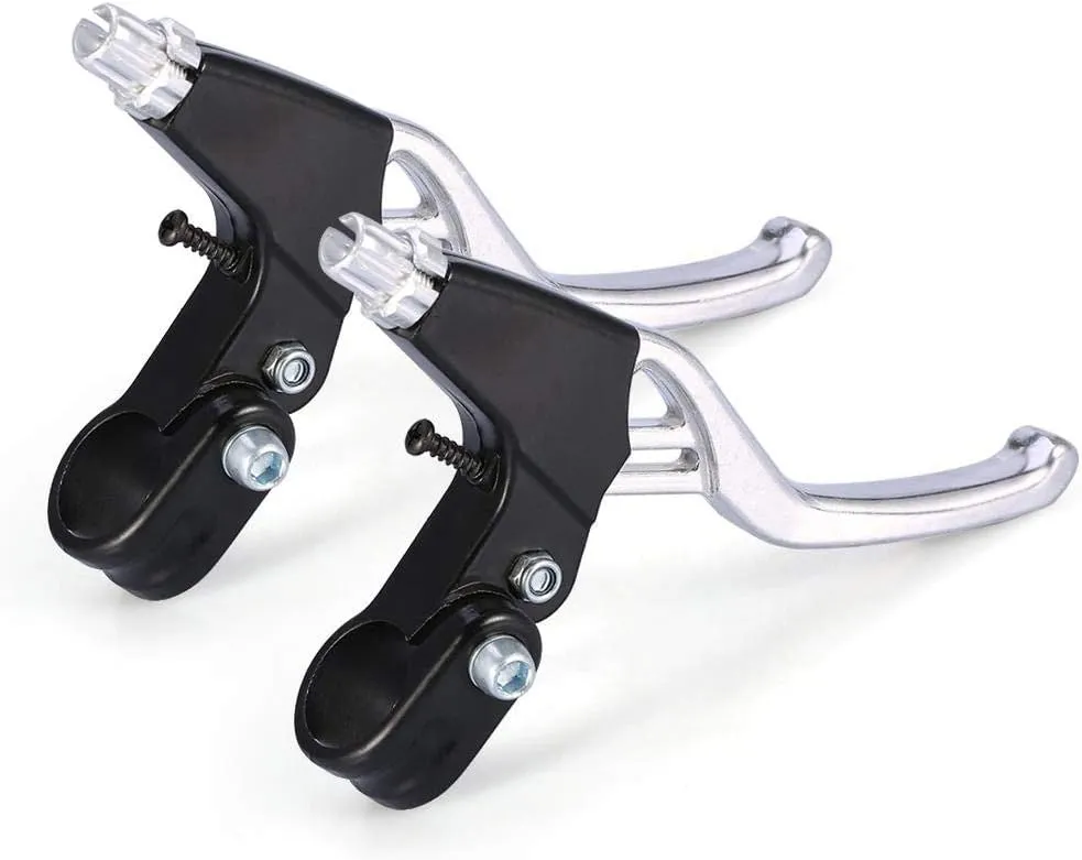Dioche Brake Levers, Aluminium Mountain Cycling Brake Level Handles Lever Set(1 Pair)(Silver)