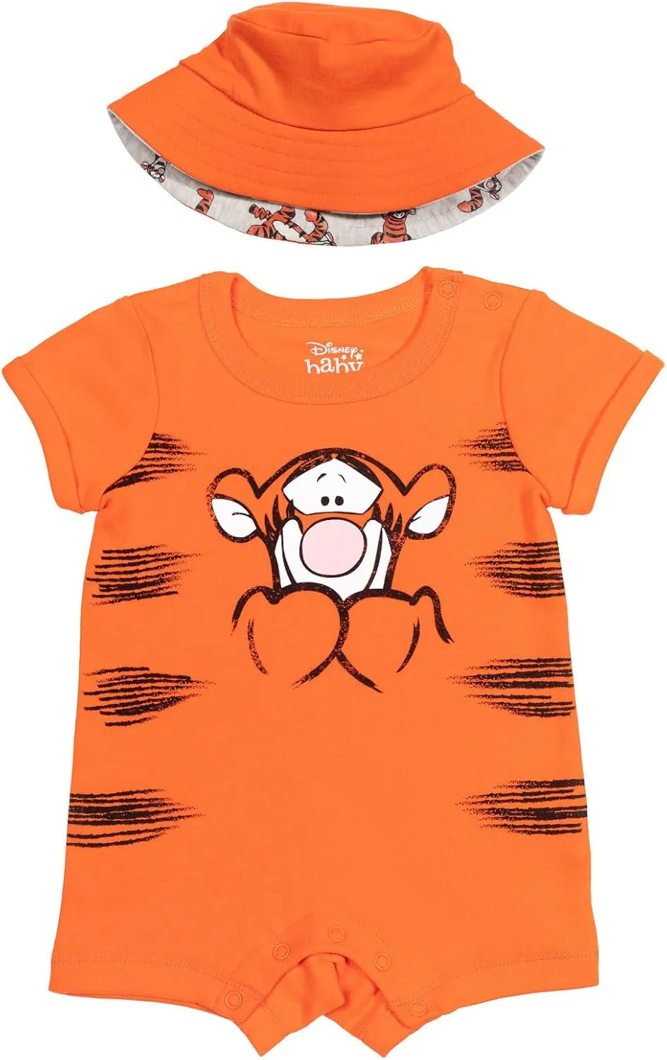 Disney Lion King Mickey Mouse Winnie the Pooh Jack Skellington Lilo & Stitch Baby Romper & Bucket Sun Hat Newborn to Infant