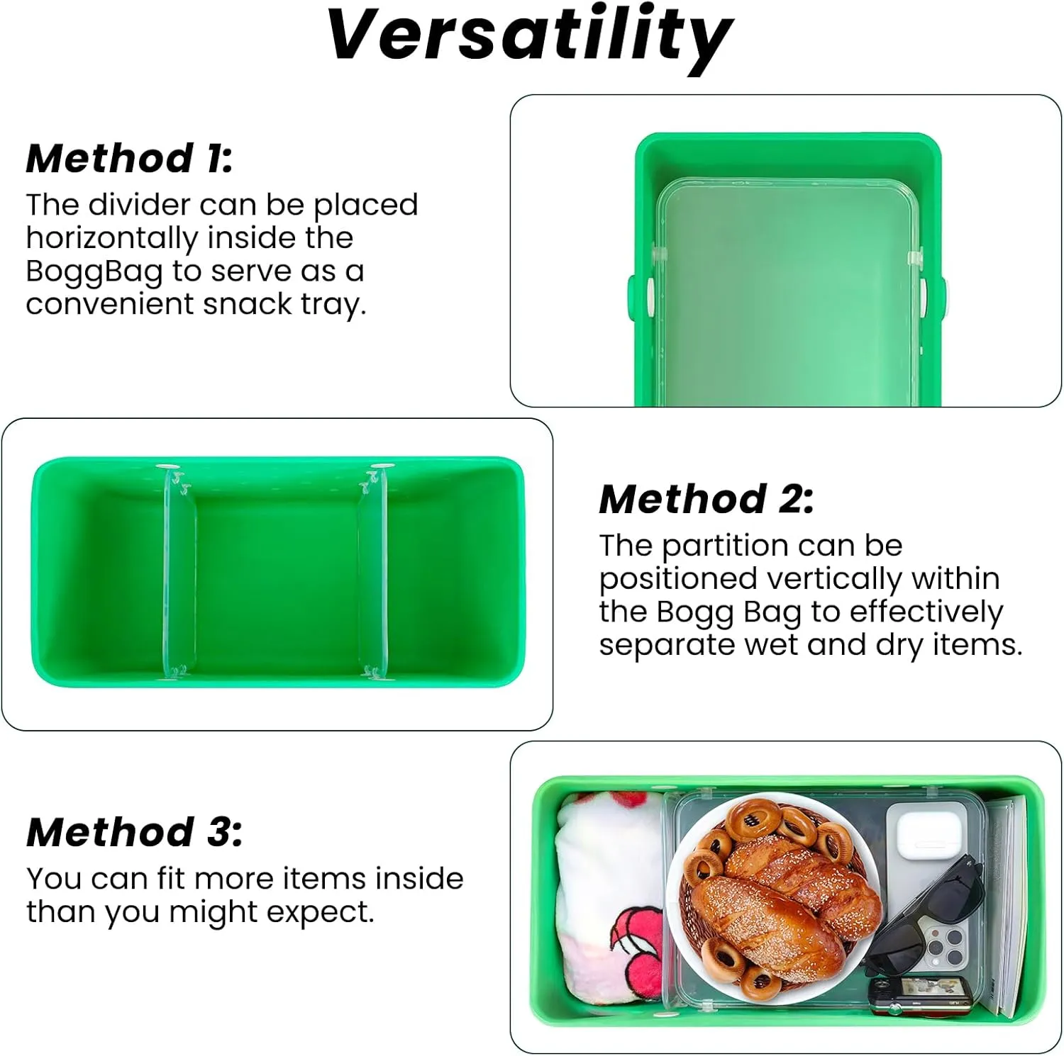 Divider Tray for Bogg Bag Accessories for Bogg Bags X Large Original Beach Bag Accessories Organizing Bags and Divide Space Transparent 2PCS