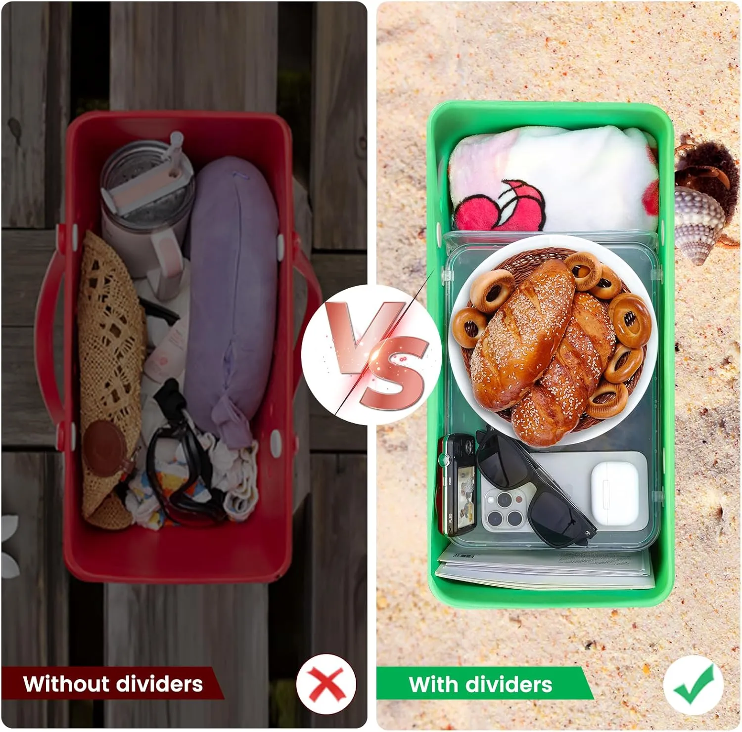 Divider Tray for Bogg Bag Accessories for Bogg Bags X Large Original Beach Bag Accessories Organizing Bags and Divide Space Transparent 2PCS