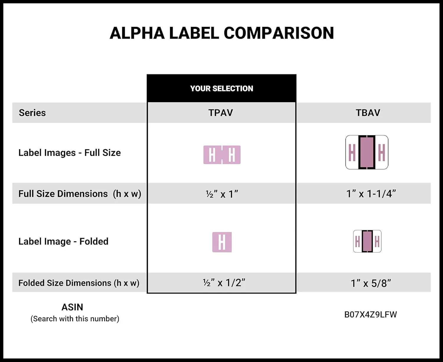 Doctor Stuff - File Folder Labels, Alphabet Letter H, TAB Products - TPAV Series Compatible Alpha Stickers, Lilac, 1" x 1-1/4", 500/Roll