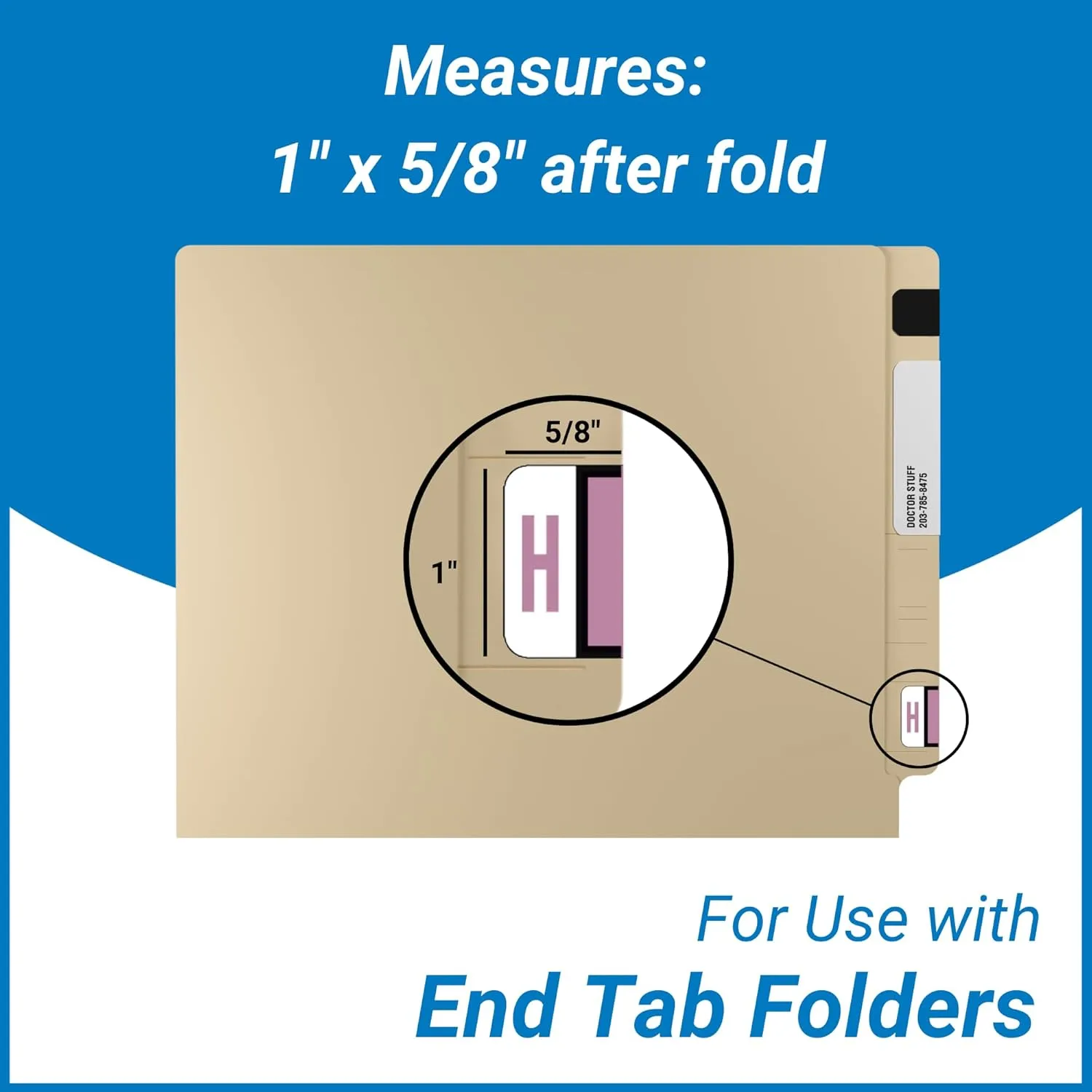 Doctor Stuff - File Folder Labels, Alphabet Letter H, TAB Products - TPAV Series Compatible Alpha Stickers, Lilac, 1" x 1-1/4", 500/Roll