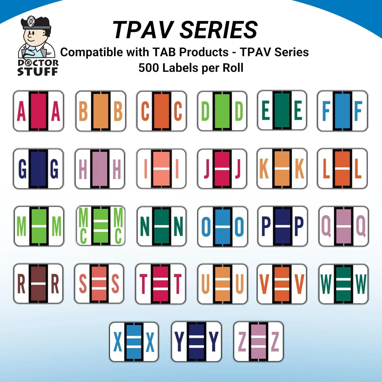 Doctor Stuff - File Folder Labels, Alphabet Letter H, TAB Products - TPAV Series Compatible Alpha Stickers, Lilac, 1" x 1-1/4", 500/Roll