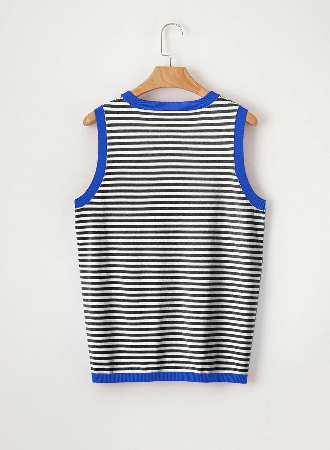 Dokotoo Womens Summer Tops 2025 Casual Striped Color Block High Neck Tank Top Loose Knit High Low Sleeveless Shirts Blouses