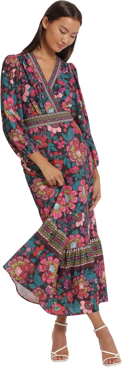 Donna Morgan Women's Surplus Bodice V-Neck Maxi Dress