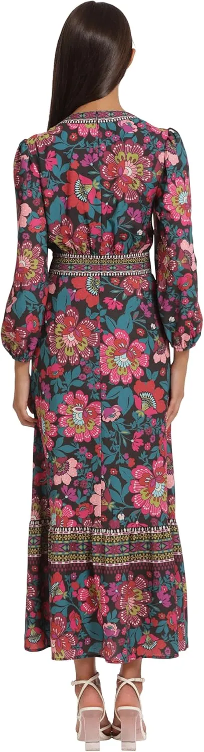 Donna Morgan Women's Surplus Bodice V-Neck Maxi Dress