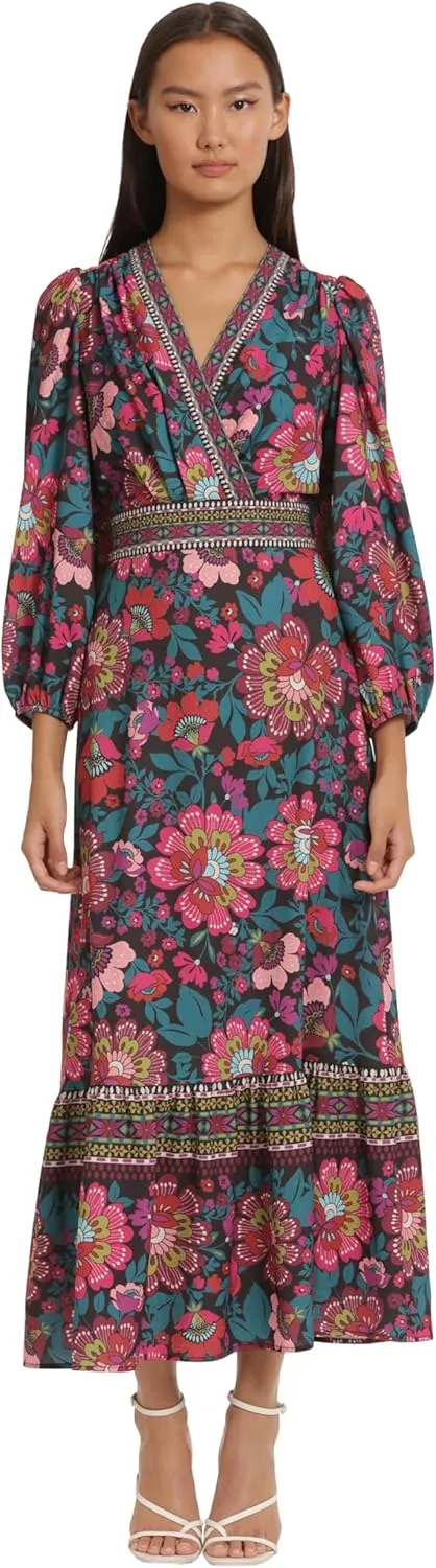 Donna Morgan Women's Surplus Bodice V-Neck Maxi Dress