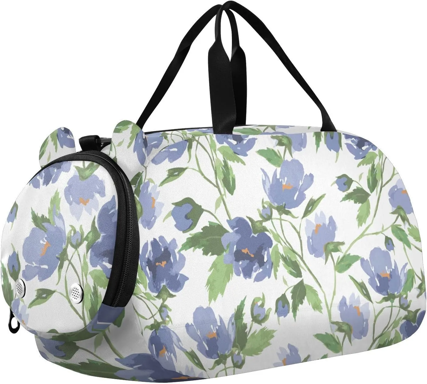 Doodle Blue Flowers Duffel Bags for Boys Small Gym Bags for Teens Dance Bag for Girls