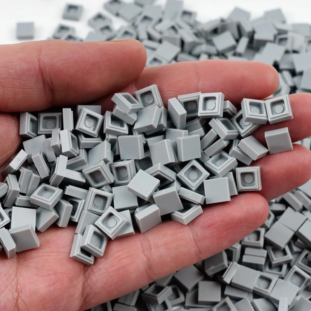 Dots Classic Building Blocks Accessories: Tile 1×1 Flat 1500pcs Bricks Parts and Pieces, Smooth Plate MOC Pixel Art Mosaic Bulk Lot Light Gray