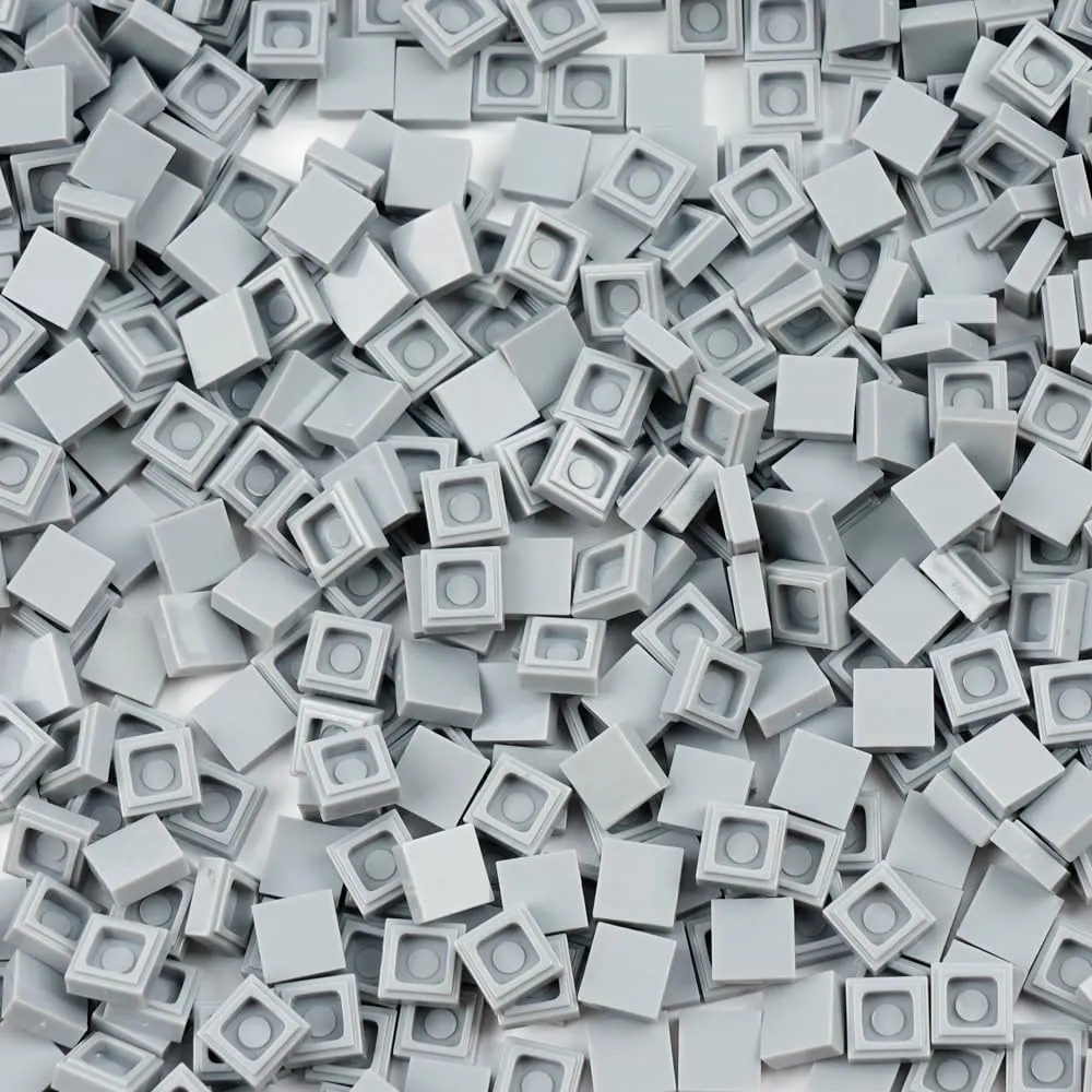 Dots Classic Building Blocks Accessories: Tile 1×1 Flat 1500pcs Bricks Parts and Pieces, Smooth Plate MOC Pixel Art Mosaic Bulk Lot Light Gray
