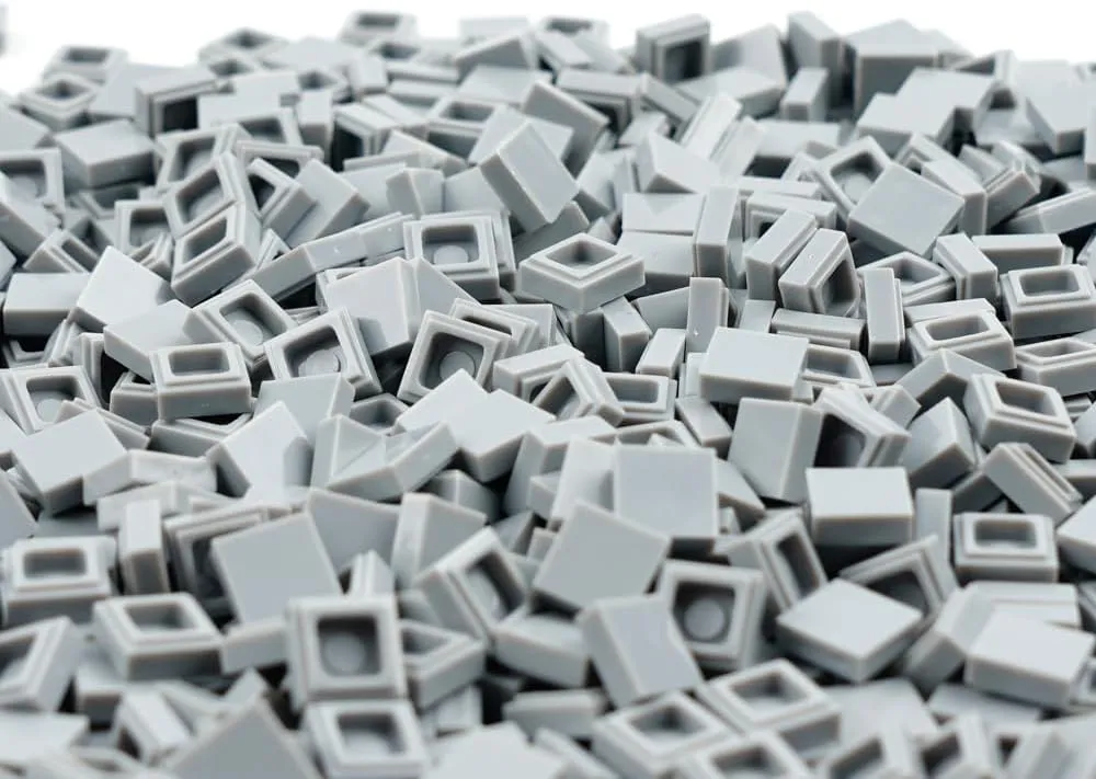 Dots Classic Building Blocks Accessories: Tile 1×1 Flat 1500pcs Bricks Parts and Pieces, Smooth Plate MOC Pixel Art Mosaic Bulk Lot Light Gray