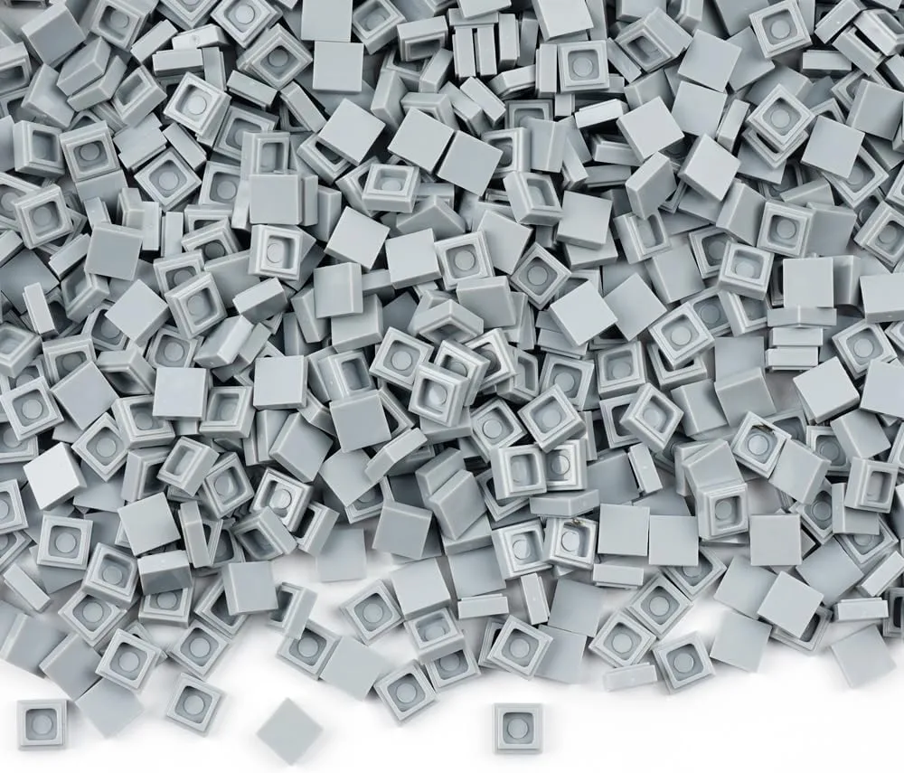Dots Classic Building Blocks Accessories: Tile 1×1 Flat 1500pcs Bricks Parts and Pieces, Smooth Plate MOC Pixel Art Mosaic Bulk Lot Light Gray