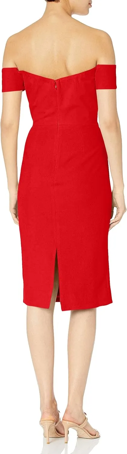 Dress the Population Women's Bailey Off The Shoulder Sweetheart Bodycon Midi Sheath Dress