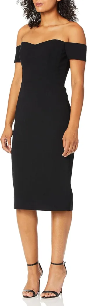 Dress the Population Women's Bailey Off The Shoulder Sweetheart Bodycon Midi Sheath Dress
