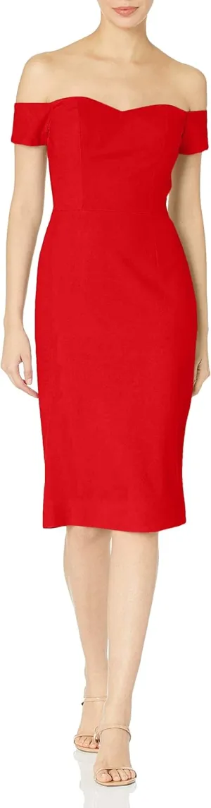 Dress the Population Women's Bailey Off The Shoulder Sweetheart Bodycon Midi Sheath Dress