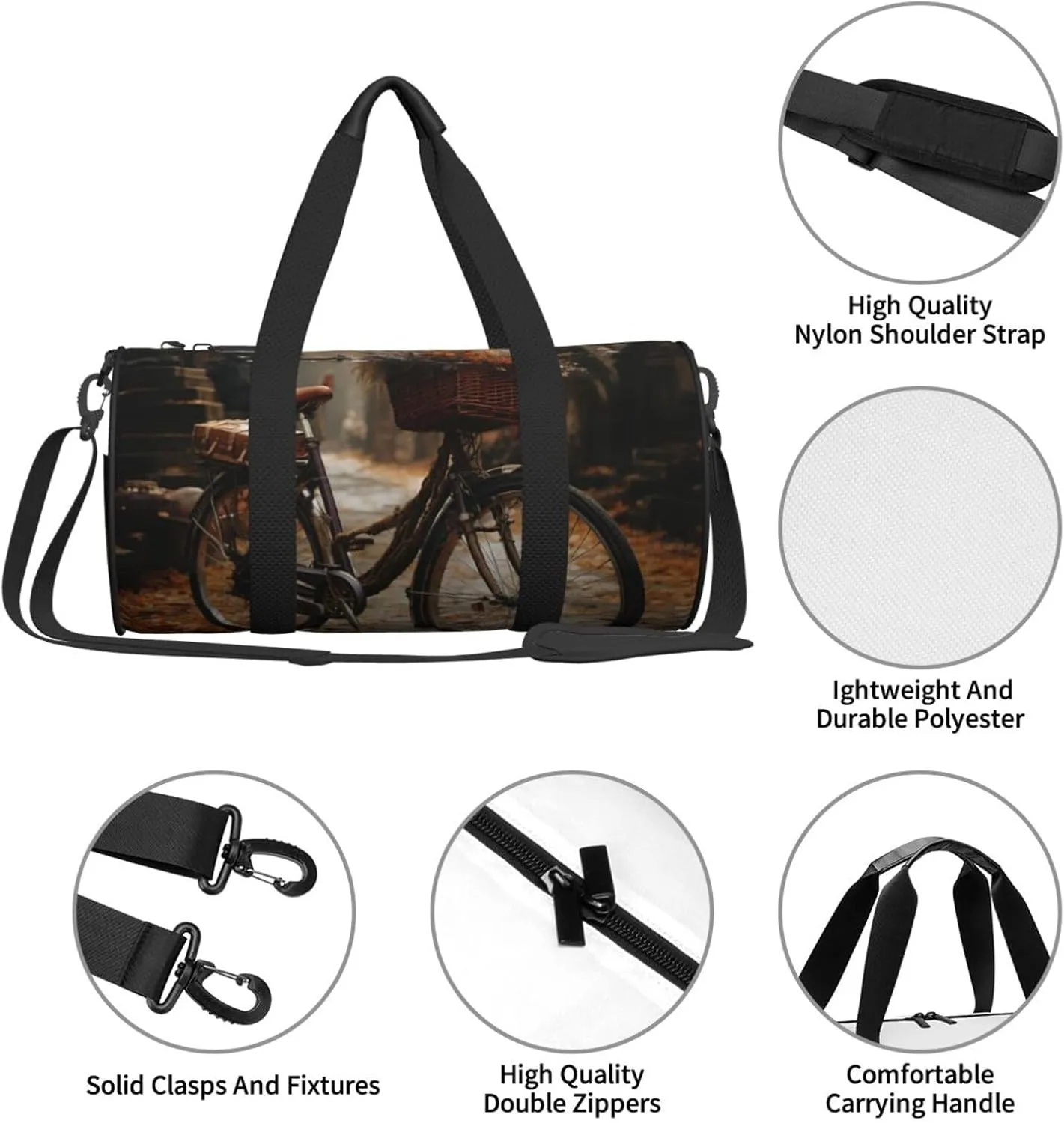Duffel Bag for Men Women Small Gym Bag Bicycle Travel Duffel Bag Waterproof Overnight Bag for Sports Workout