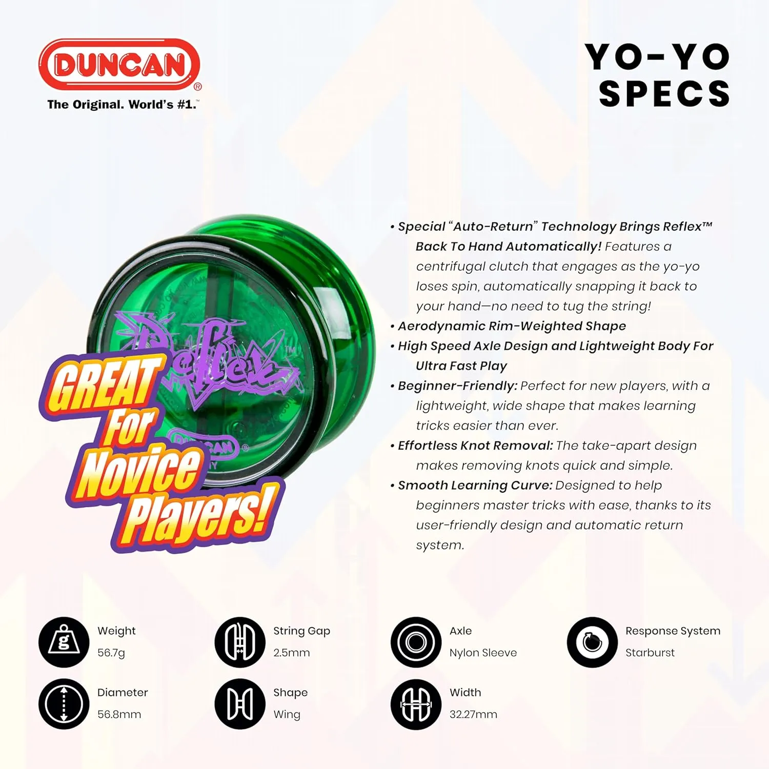Duncan Toys Reflex Auto Return Yo-Yo, Beginner String Trick Yo-Yo, Blue