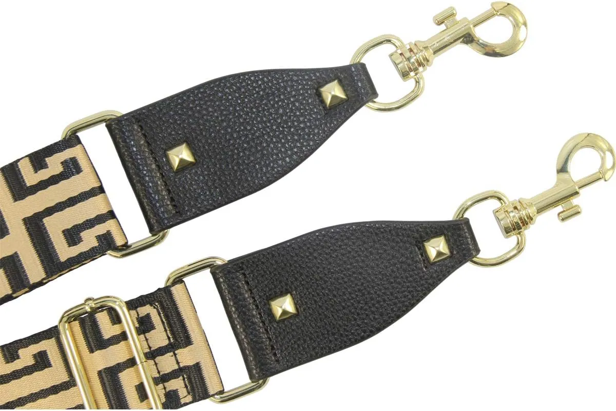 Duwi Wide Purse Strap Multicolor Striped Guitar Style Strap Adjustable Canvas Crossbody Bag Strap