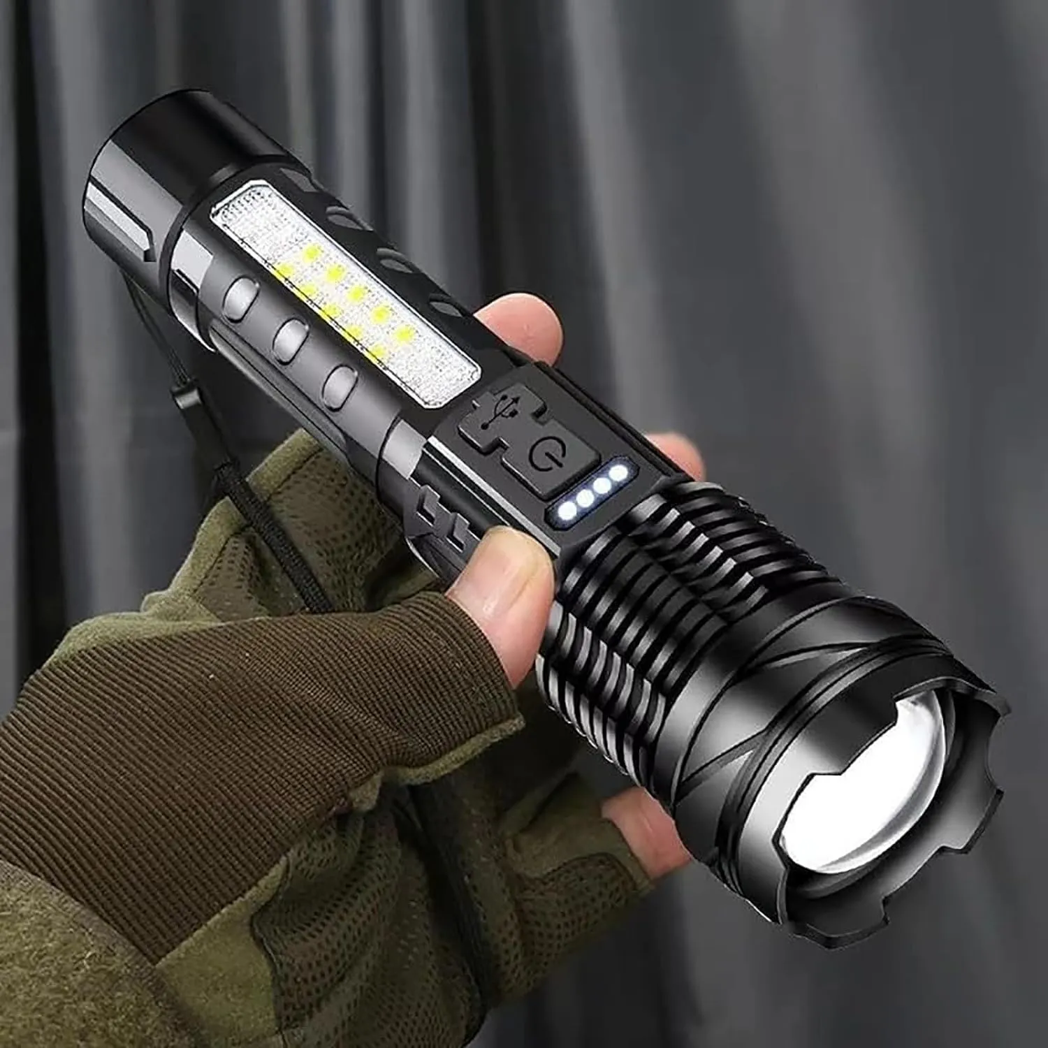 Earrck Outdoor Strong Light Flashlight Usb Rechargeable 1500 Lumens, Earc Strong Light Flashlight, Led Flashlights High Lumens, Flash Lights For Camping, Waterproof, Zoomable (3pcs)