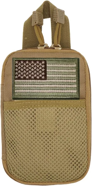 edc pouch multifunctional tactical bag molle bag accessory bag mobile phone bag, tactical belt pouch, men's belt bag, outdoor sports travel hiking waterproof bag with American flag embroidery patch