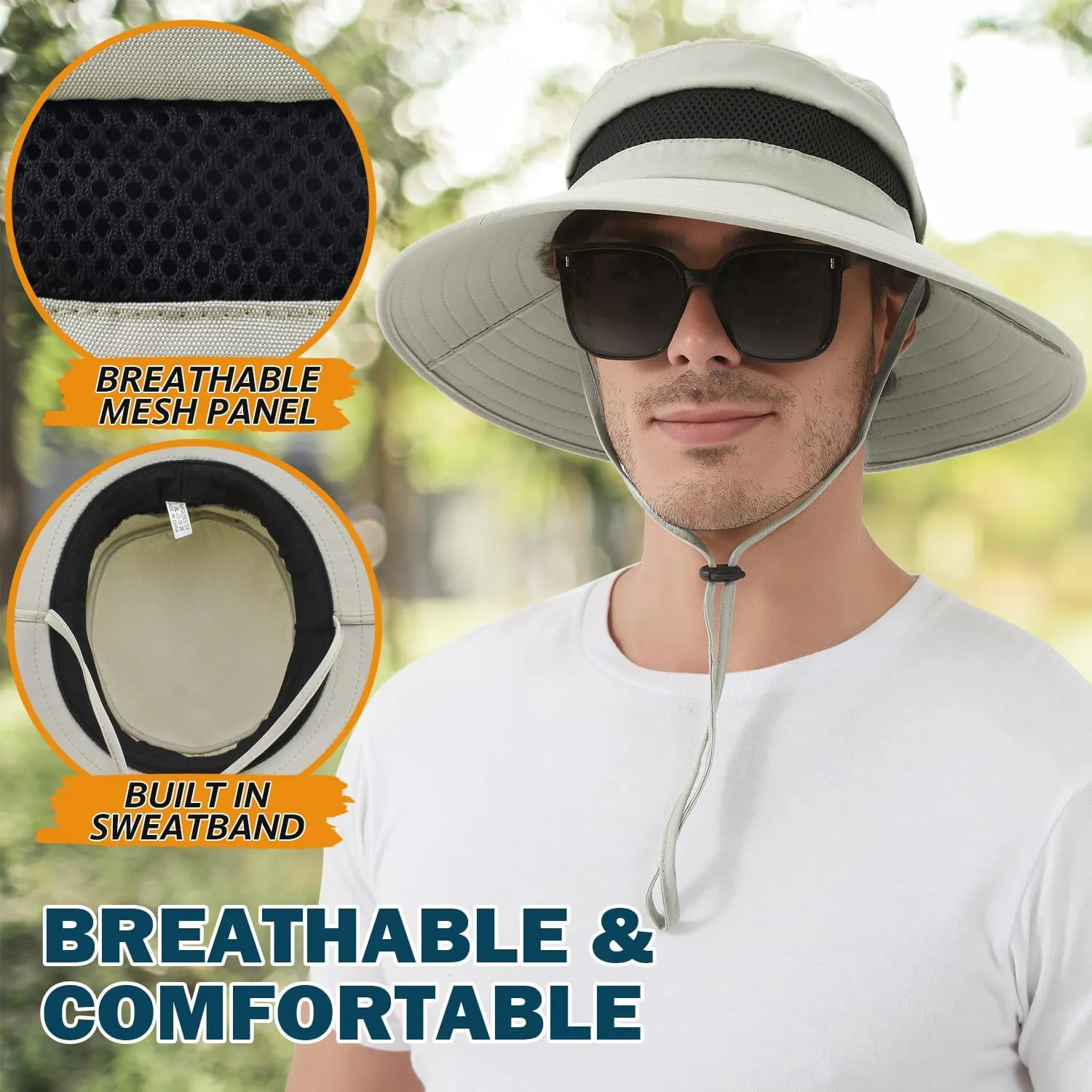 EINSKEY Waterproof Sun Hat for Men Women, UPF 50  UV Protection Wide Brim Packable Hat for Fishing Hiking Garden Safari Beach