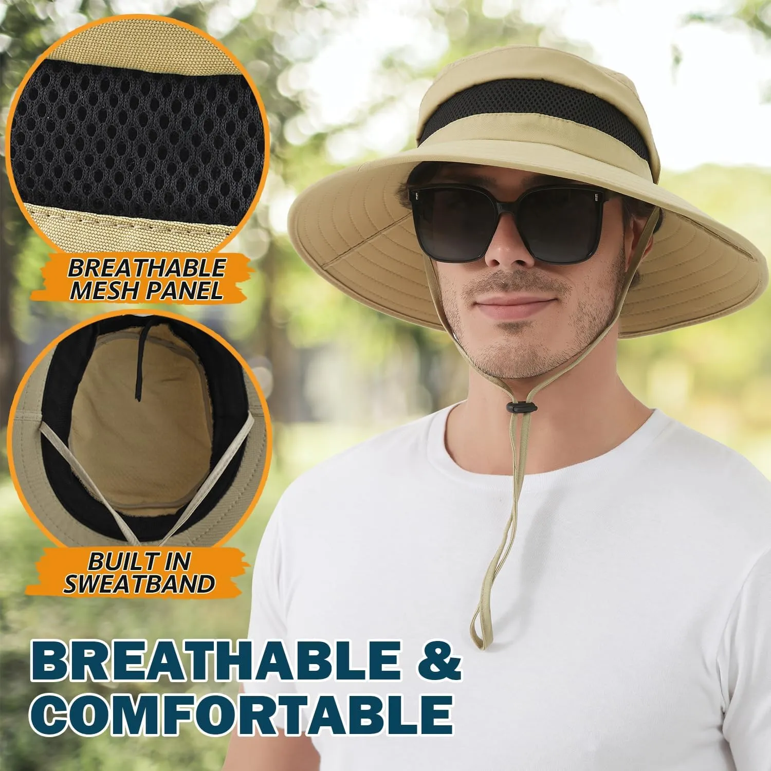 EINSKEY Waterproof Sun Hat for Men Women, UPF 50  UV Protection Wide Brim Packable Hat for Fishing Hiking Garden Safari Beach