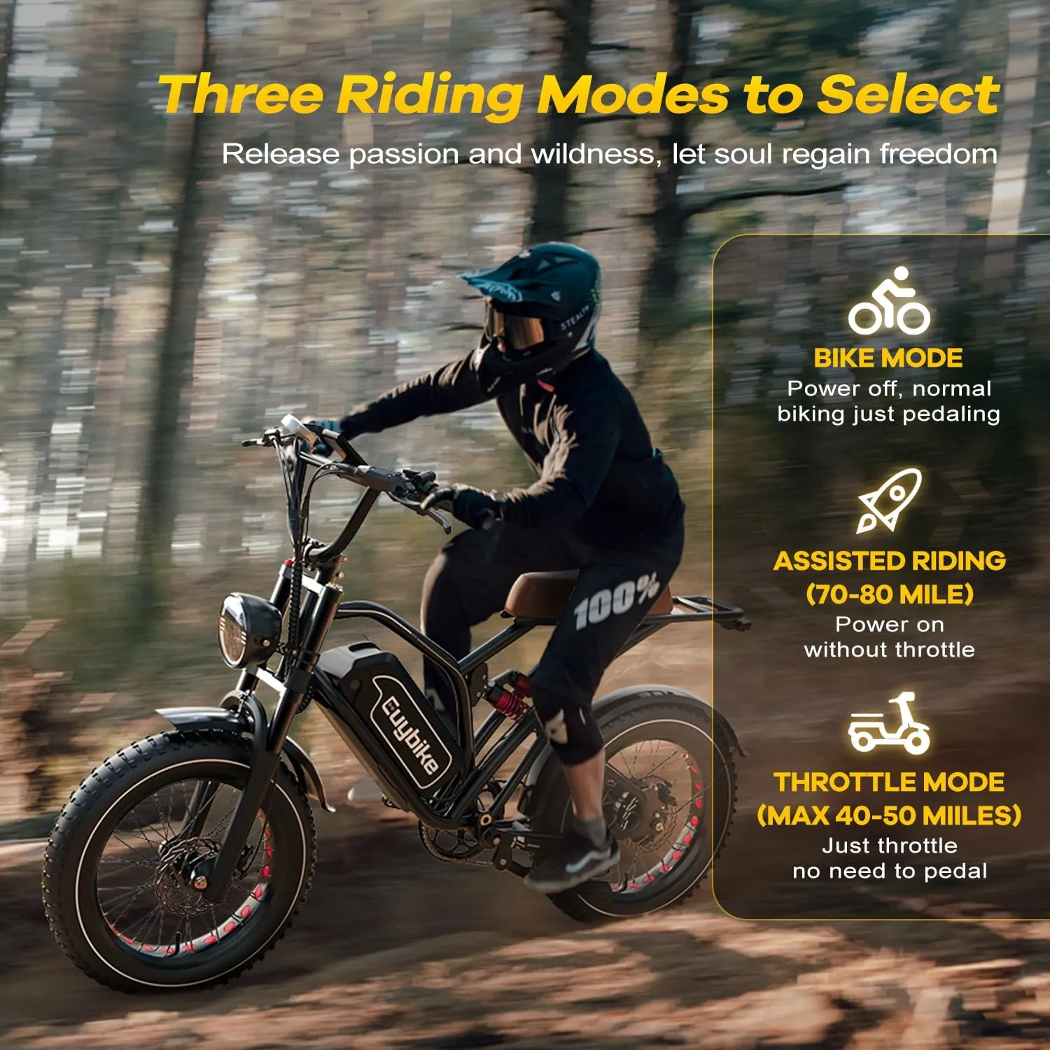 Electric Bike for Adults, 2000W/3000W Peak Single/Double Motor with 48V/52V 25AH/30AH Battery, 20"x4.0" Fat Tires 35MPH/37MPH Ebike, Dual Hydraulic Disc Brake Full Suspension Electric Bicycle