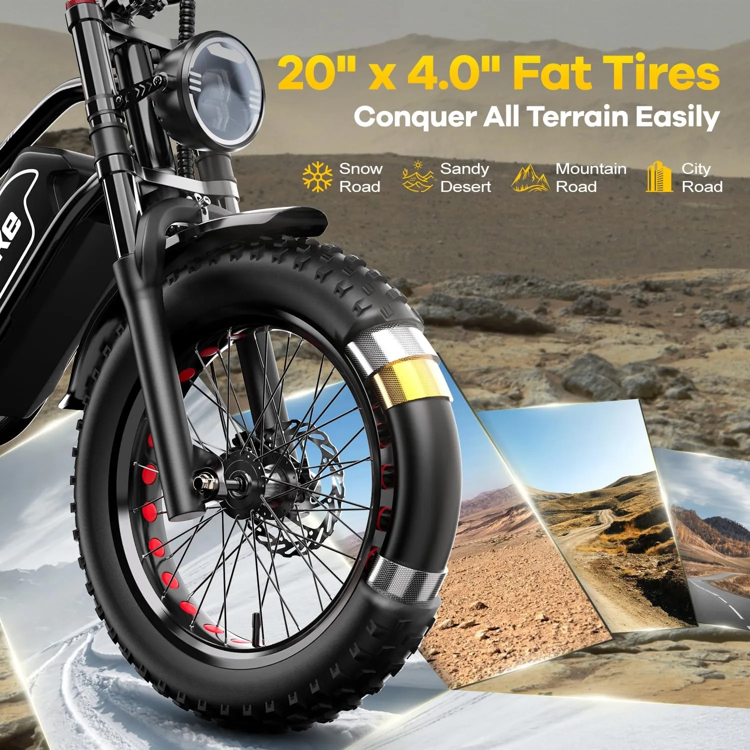 Electric Bike for Adults, 2000W/3000W Peak Single/Double Motor with 48V/52V 25AH/30AH Battery, 20"x4.0" Fat Tires 35MPH/37MPH Ebike, Dual Hydraulic Disc Brake Full Suspension Electric Bicycle