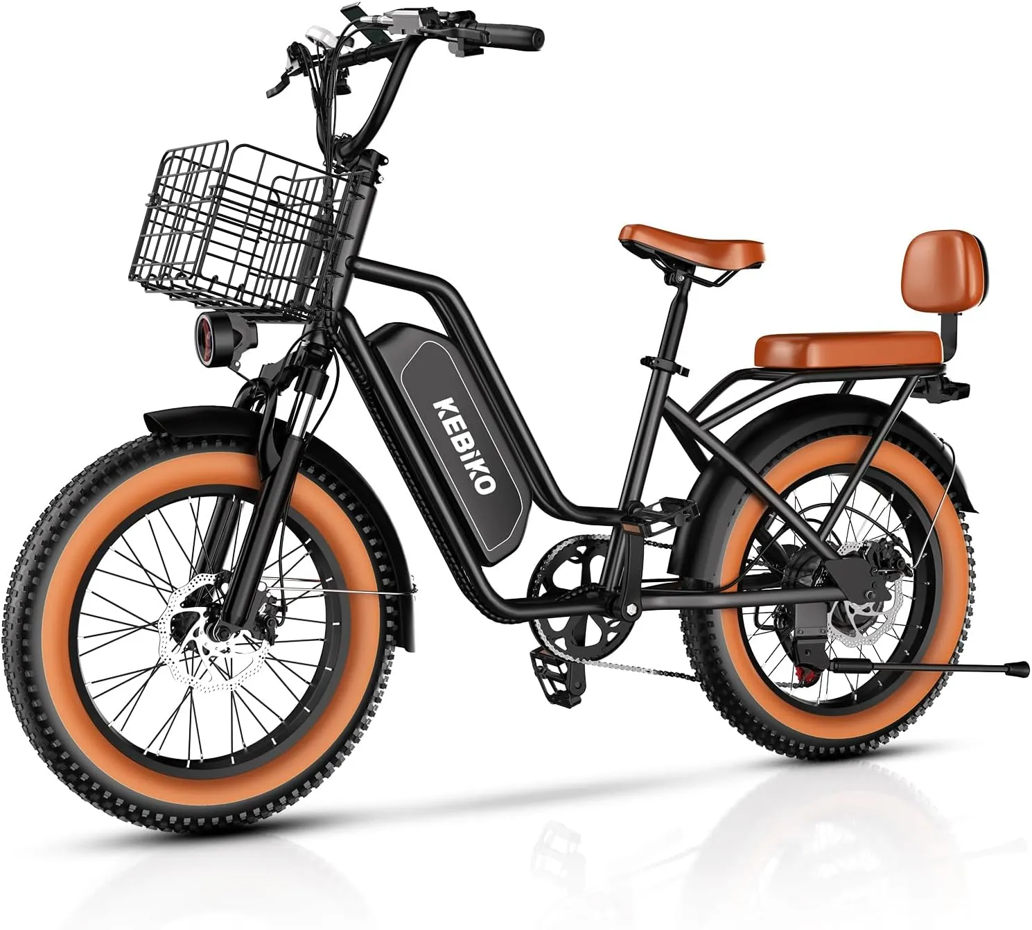 Electric Bike for Adults, 20"x 4" Fat Tire 35MPH Ebike, 1450W Peak Mountain Commute Bike with 48V 20AH Removable 960WH Battery, 80 Miles Max Range Mechanical Disc Brake 2 Seater Electric Bicycle Black