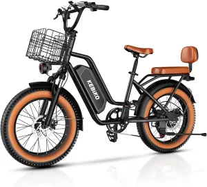 Electric Bike for Adults, 20"x 4" Fat Tire 35MPH Ebike, 1450W Peak Mountain Commute Bike with 48V 20AH Removable 960WH Battery, 80 Miles Max Range Mechanical Disc Brake 2 Seater Electric Bicycle Black