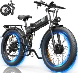 Electric Bike for Adults, Dual Motor 3000W 37MPH, 52V 20AH Removable Battery, 31-50Miles, 26" All Terrain for Mountains, Snow, Sand, Road,Fat Tire Folding Ebike Full Suspension Bicycle UL2849