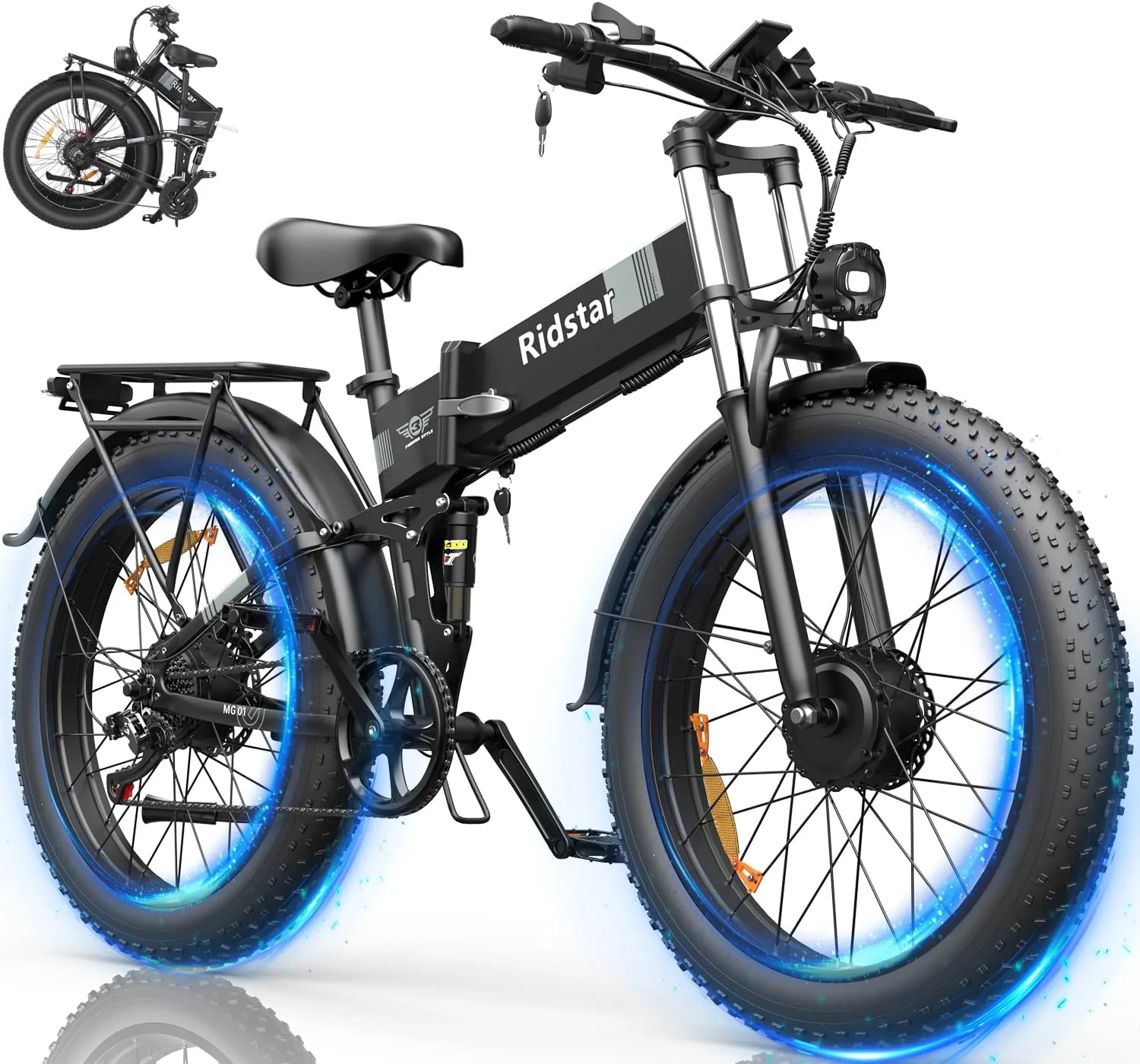 Electric Bike for Adults, Dual Motor 3000W 37MPH, 52V 20AH Removable Battery, 31-50Miles, 26" All Terrain for Mountains, Snow, Sand, Road,Fat Tire Folding Ebike Full Suspension Bicycle UL2849