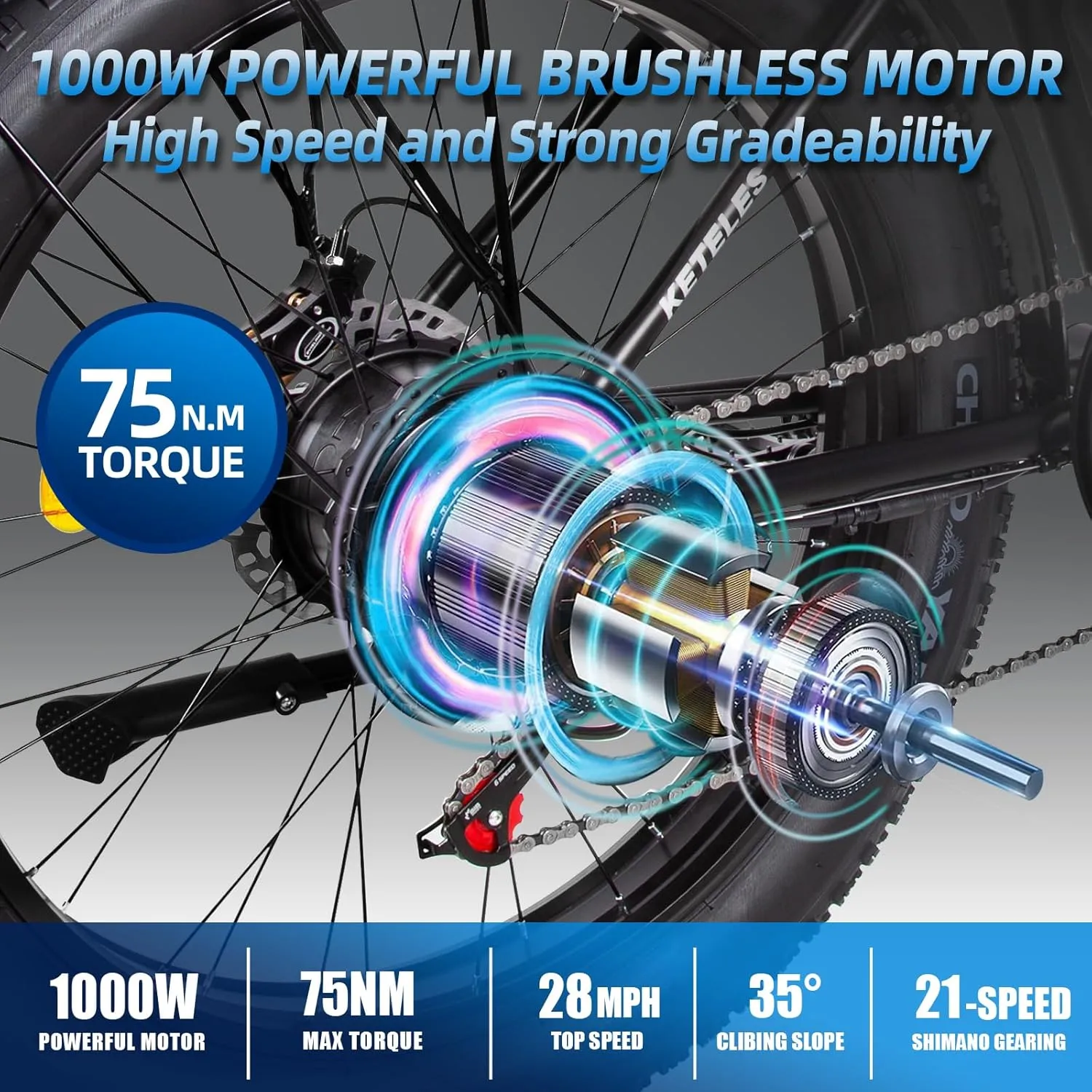 Electric Bike for Adults with 1000/2000W Peak Motor, 48V 15/23Ah Battery Electric Mountain Bike, 26 x 4'' Fat Tire Ebike, 28/31MPH Speed, Cruise Control, LCD Display, UL 2849 Certified