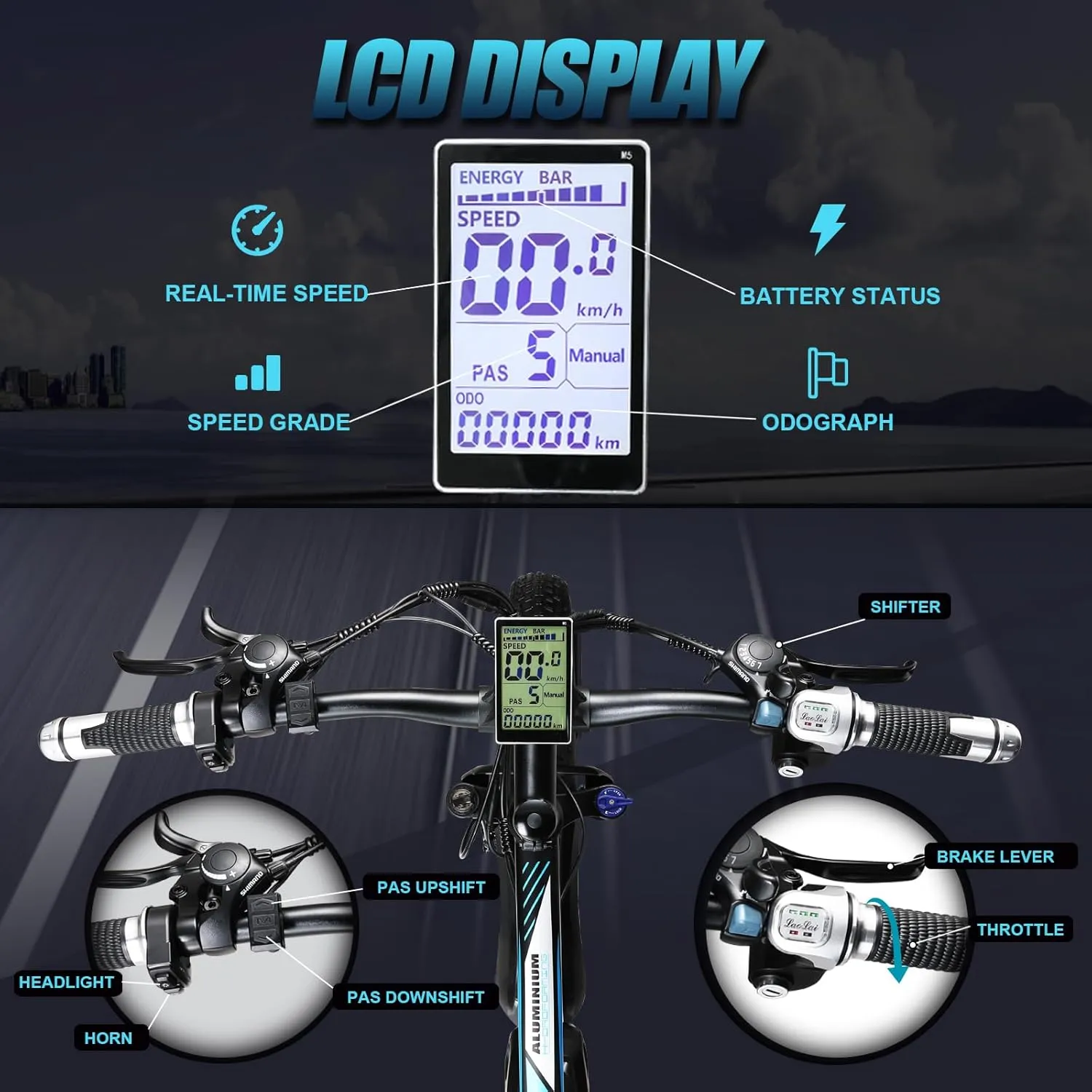 Electric Bike for Adults with 1000/2000W Peak Motor, 48V 15/23Ah Battery Electric Mountain Bike, 26 x 4'' Fat Tire Ebike, 28/31MPH Speed, Cruise Control, LCD Display, UL 2849 Certified