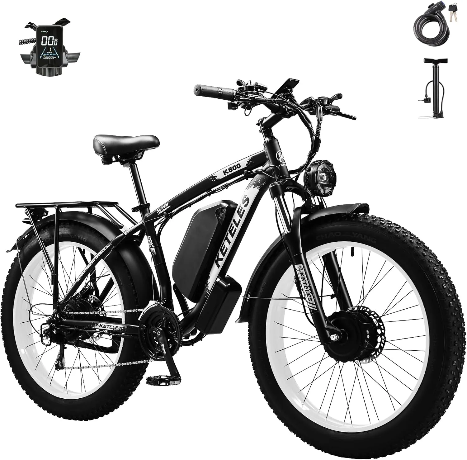 Electric Bike for Adults with 1000/2000W Peak Motor, 48V 15/23Ah Battery Electric Mountain Bike, 26 x 4'' Fat Tire Ebike, 28/31MPH Speed, Cruise Control, LCD Display, UL 2849 Certified