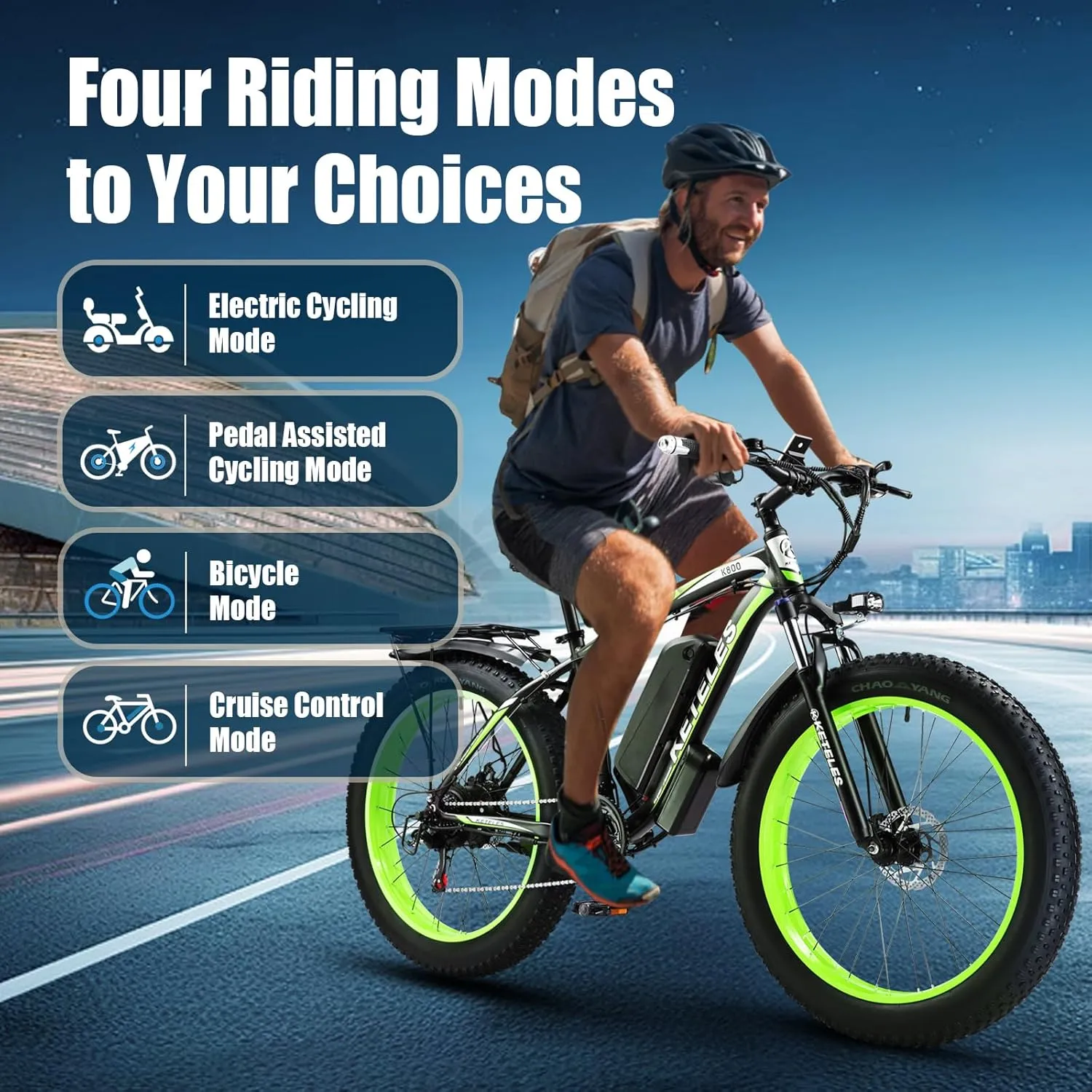 Electric Bike for Adults with 1000/2000W Peak Motor, 48V 15/23Ah Battery Electric Mountain Bike, 26 x 4'' Fat Tire Ebike, 28/31MPH Speed, Cruise Control, LCD Display, UL 2849 Certified