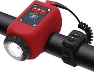 Electric Bike Horn and Light, Loud Bicycle Horn, Rechargeable Bicycle Scooter Headlight for Night Riding, 2 in 1 Bike Light with Horn for Adults Kids, 110dB 5 Sound Mode Waterproof