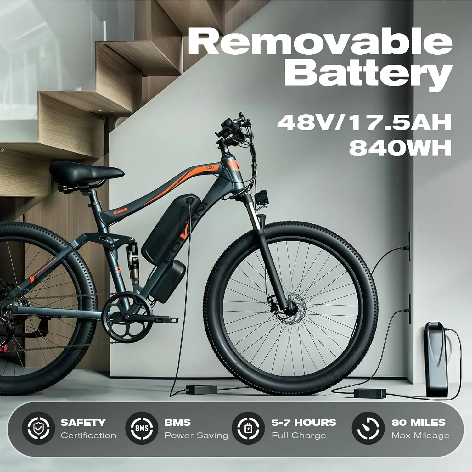 Electric Bike Peak 1500W 27.5" Ebike for Adults 840WH Up to 80 Miles 32Mph Electric Mountain Bicycle E Bike for Commuter