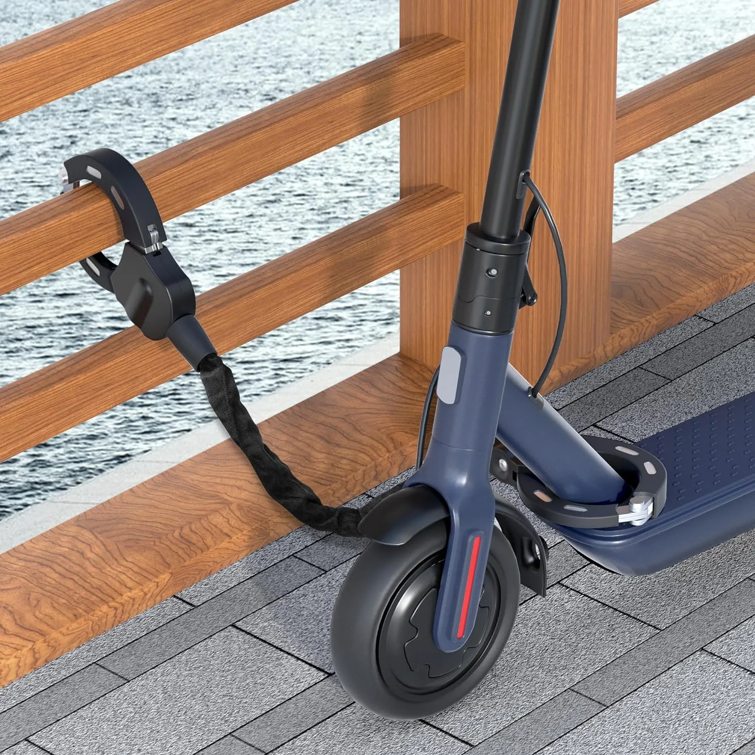 Electric Scooter Lock, Heavy Duty Anti Theft Chain Lock with Key, Accessories for Bike, E-Bike, Bicycle, Motorcycle, Scooter, Made of Zinc Alloy, Anti-Shear, Anti-Rust, 36 x 4.6 Inch, Black