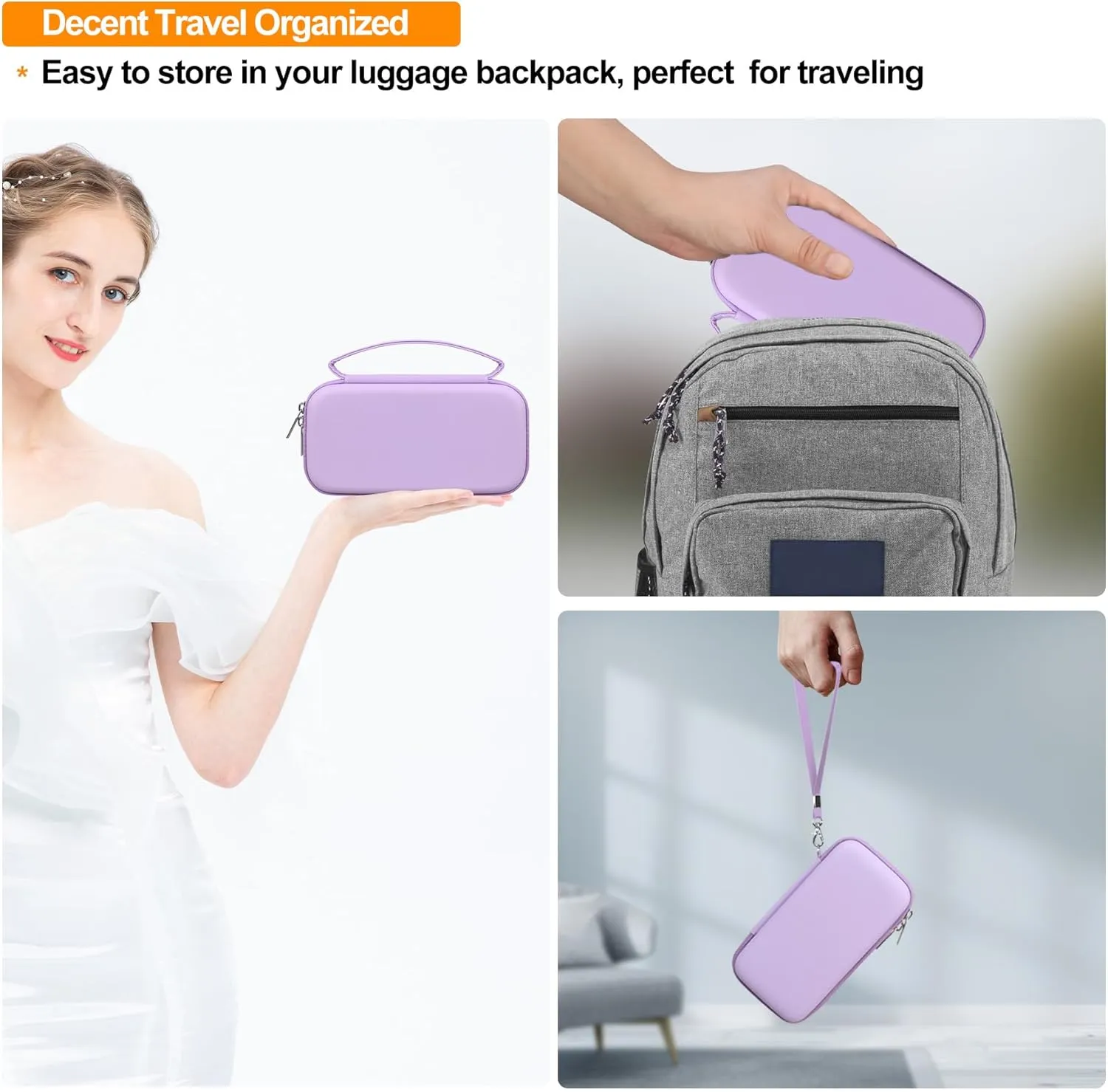 Elonbo Diabetic Supplies Travel Case, Diabetic Supply Organizer Bag, Glucose Meter Storage Case, Insulin Pen Carrying Case for Glucose Monitor, Blood Sugar Test Strips, Lancets, Syringe, Purple