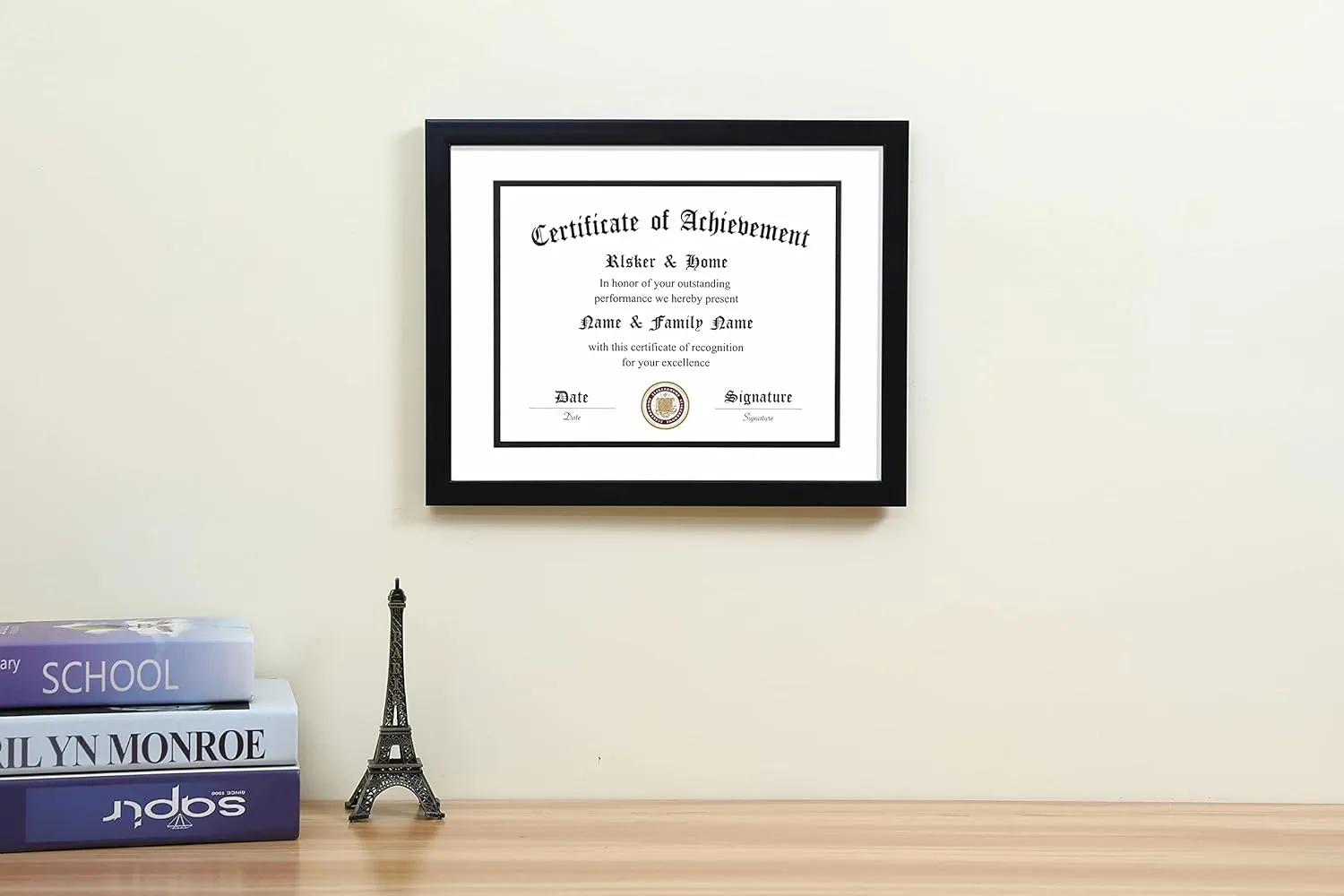 ELSKER&HOME 11x14 Diploma Frame, 8.5x11 Certificate&Document with Mat or 11x14 Inch Without Mat, Black Frames, Display Degree or Award Frames (Double Mat, White with Black Rim, 1 Pack)