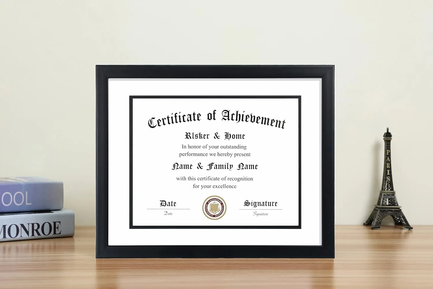 ELSKER&HOME 11x14 Diploma Frame, 8.5x11 Certificate&Document with Mat or 11x14 Inch Without Mat, Black Frames, Display Degree or Award Frames (Double Mat, White with Black Rim, 1 Pack)
