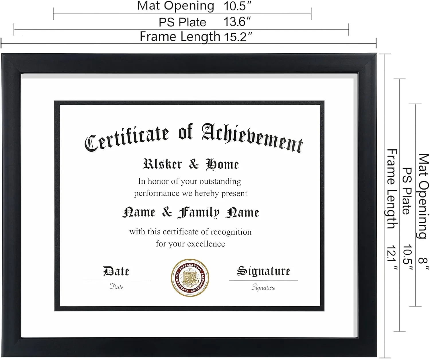 ELSKER&HOME 11x14 Diploma Frame, 8.5x11 Certificate&Document with Mat or 11x14 Inch Without Mat, Black Frames, Display Degree or Award Frames (Double Mat, White with Black Rim, 1 Pack)