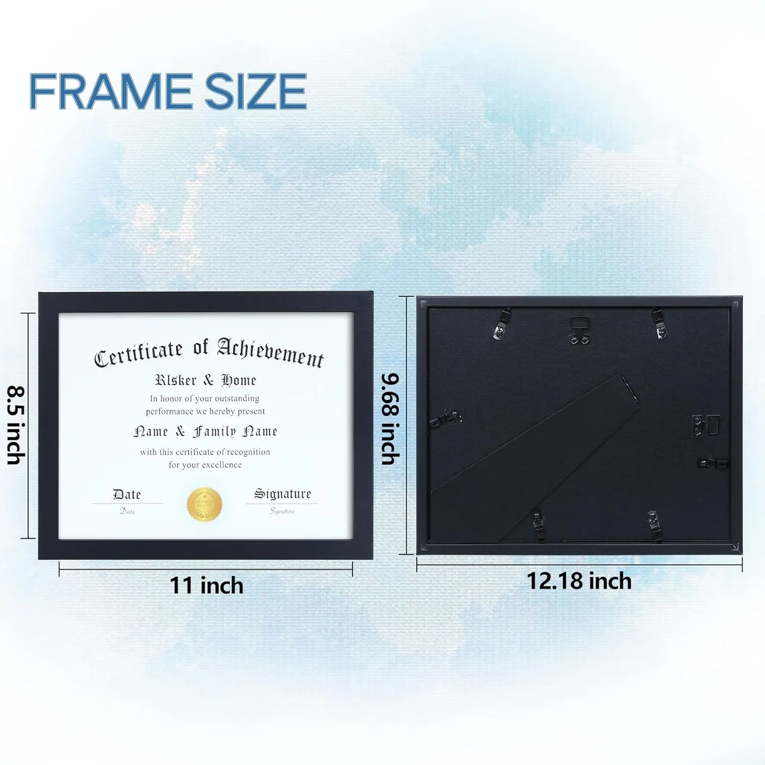 ELSKER&HOME 8.5x11 Picture Frame - Black Sturdy Wood Composite Certificate Frame - Semi-Tempered Glass - Includes Hanging Hardware and Desktop Easel - for Document/Diploma Frame (4 Pack)