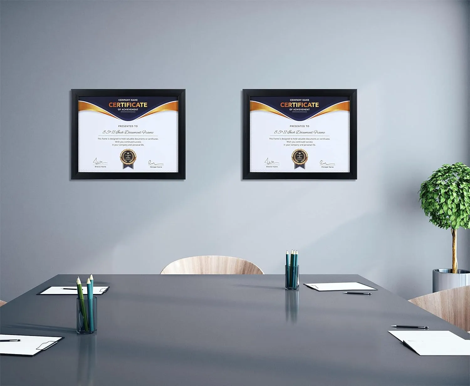 ELSKER&HOME 8.5x11 Picture Frame - Certificate Document Frame 6 Pack with Semi-Tempered Glass - Black Sturdy Wood Composite Award Diploma Frame - Includes Hanging Hardware and Desktop Easel